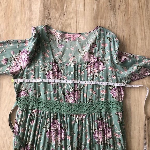 April Cornell Green and Purple Floral Maxi Dress - Picture 6 of 9